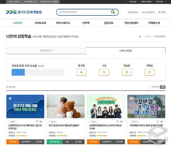 인재개발원 홈페이지 ‘나만의 성장학습’ 화면