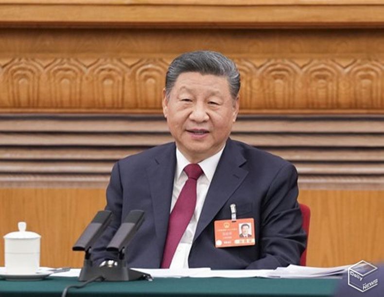 5일 오후 본인이 속한 제14기 전인대 제3차 회의 장쑤대표단 심의에 참석한 시 주석. (사진/신화통신)