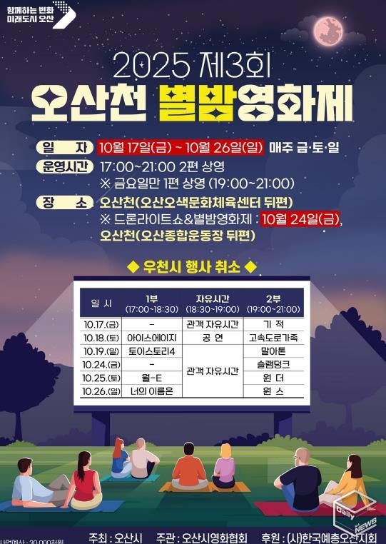 오산시, '2025 제3회 오산천 별밤영화제' 개최