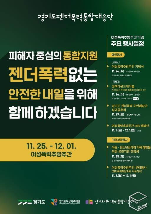 경기도, 여성폭력추방주간 맞아 도민과 함께하는 다양한 행사 개최