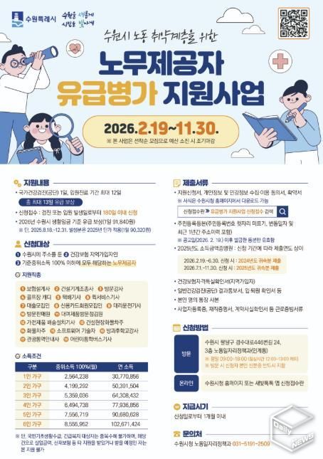 2026년 노동취약계층 노무제공자 유급병가 지원사업 홍보물